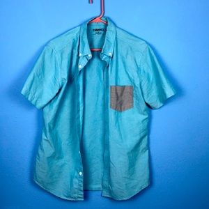 Button down short sleeve blue shirt